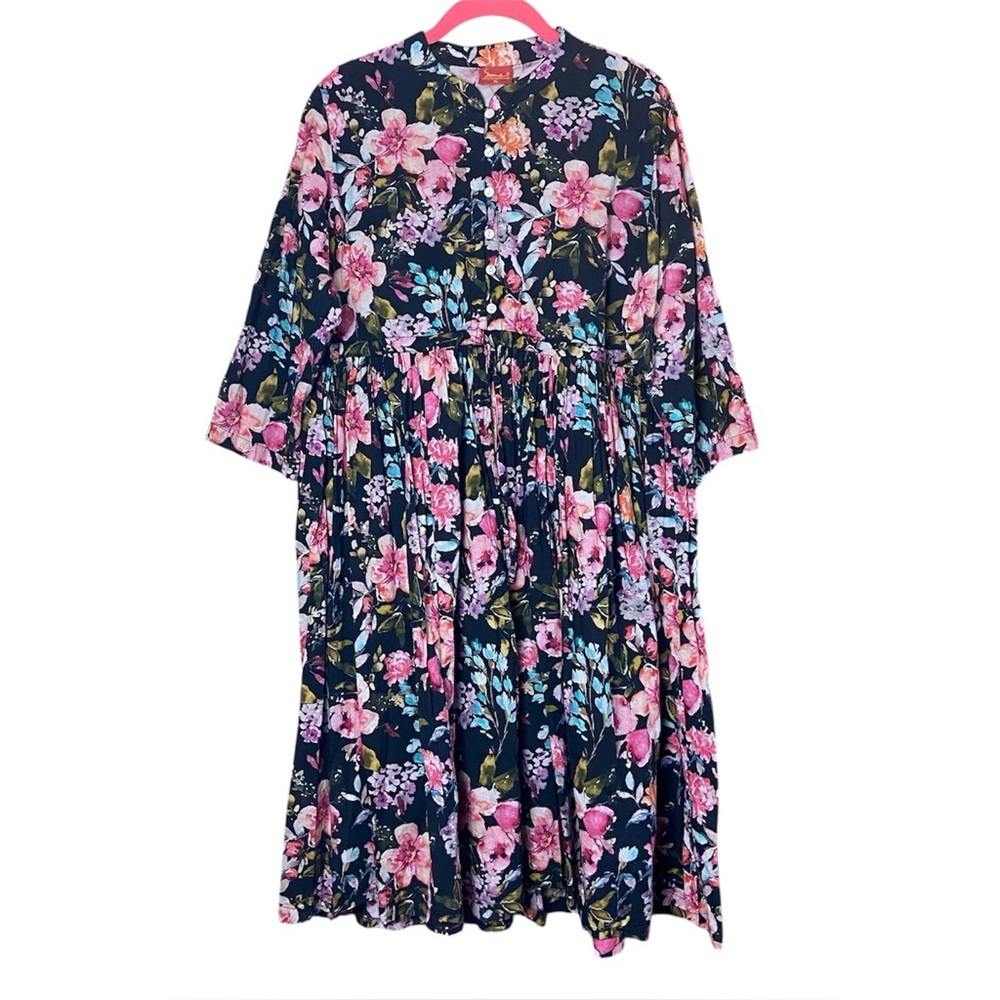90s Grunge Floral Babydoll Dress XL Cottagecore Flowy Dark Academia